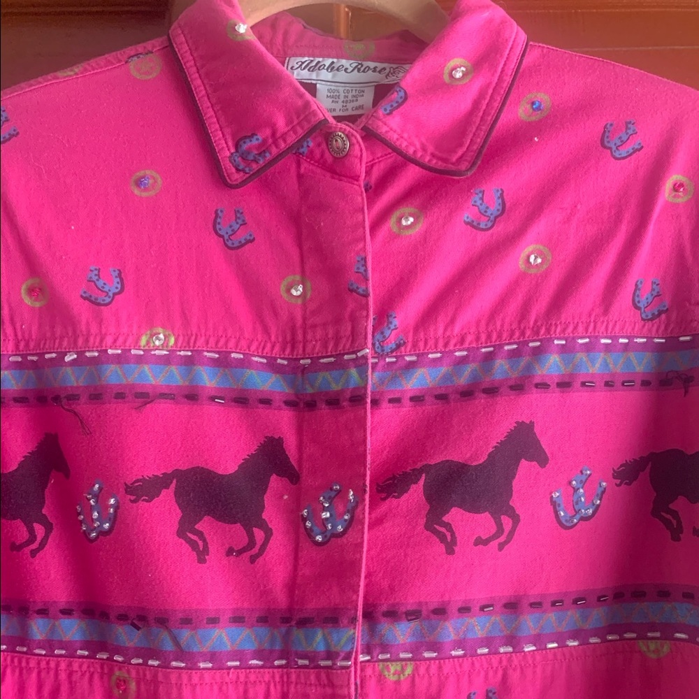 🐝 WESTERN BUTTON DOWN HORSESHOE SHIRT